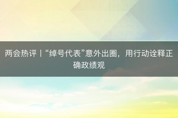 两会热评丨“绰号代表”意外出圈，用行动诠释正确政绩观