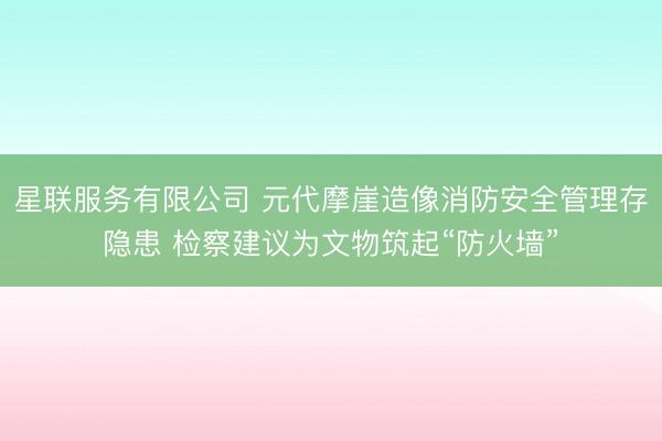 星联服务有限公司 元代摩崖造像消防安全管理存隐患 检察建议为文物筑起“防火墙”