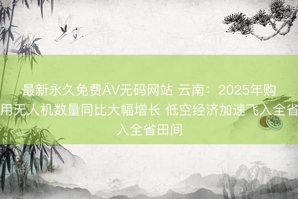 最新永久免费ÄV无码网站 云南：2025年购买农用无人机数量同比大幅增长 低空经济加速飞入全省田间
