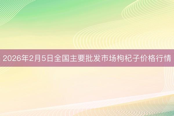 2026年2月5日全国主要批发市场枸杞子价格行情