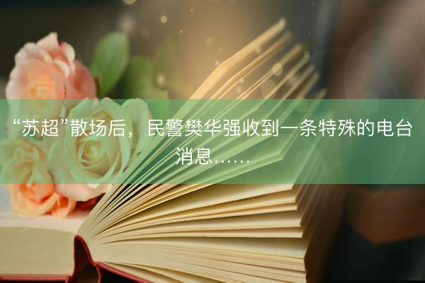 “苏超”散场后，民警樊华强收到一条特殊的电台消息……