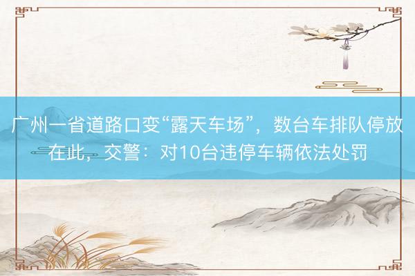 广州一省道路口变“露天车场”，数台车排队停放在此，交警：对10台违停车辆依法处罚