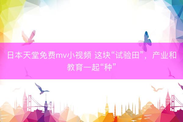 日本天堂免费mv小视频 这块“试验田”，产业和教育一起“种”