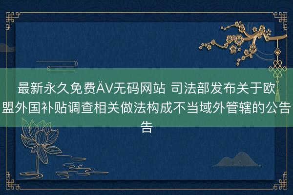 最新永久免费ÄV无码网站 司法部发布关于欧盟外国补贴调查相关做法构成不当域外管辖的公告