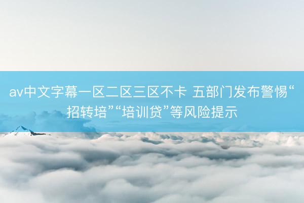 av中文字幕一区二区三区不卡 五部门发布警惕“招转培”“培训贷”等风险提示
