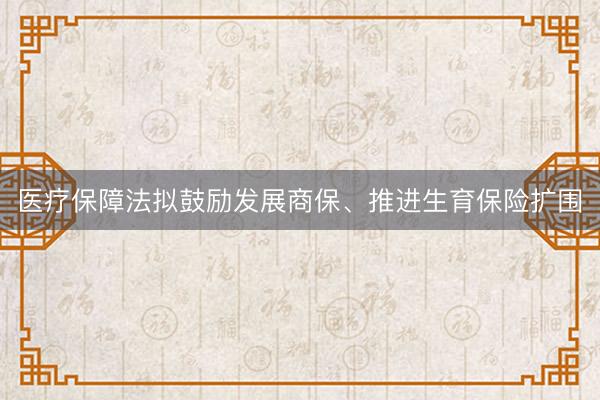 医疗保障法拟鼓励发展商保、推进生育保险扩围