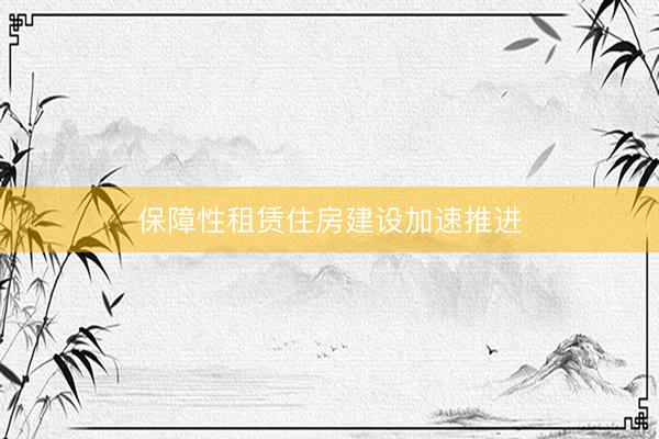 保障性租赁住房建设加速推进