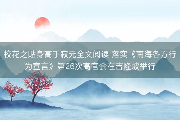 校花之贴身高手寂无全文阅读 落实《南海各方行为宣言》第26次高官会在吉隆坡举行