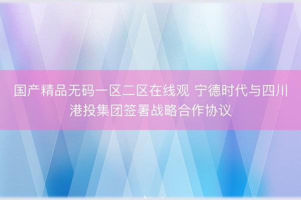 国产精品无码一区二区在线观 宁德时代与四川港投集团签署战略合作协议
