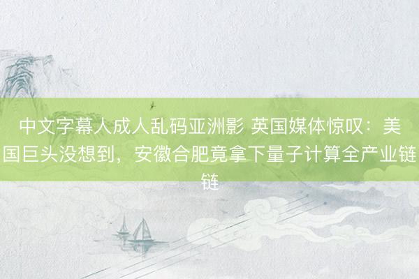 中文字幕人成人乱码亚洲影 英国媒体惊叹：美国巨头没想到，安徽合肥竟拿下量子计算全产业链