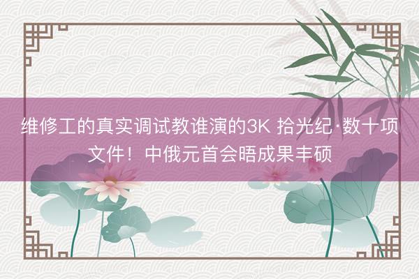维修工的真实调试教谁演的3K 拾光纪·数十项文件！中俄元首会晤成果丰硕
