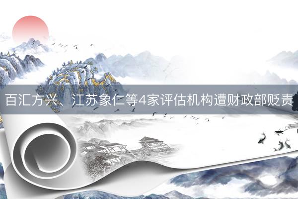 百汇方兴、江苏象仁等4家评估机构遭财政部贬责