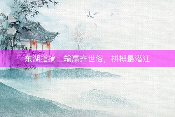 东湖指摘：输赢齐世俗，拼搏最潜江