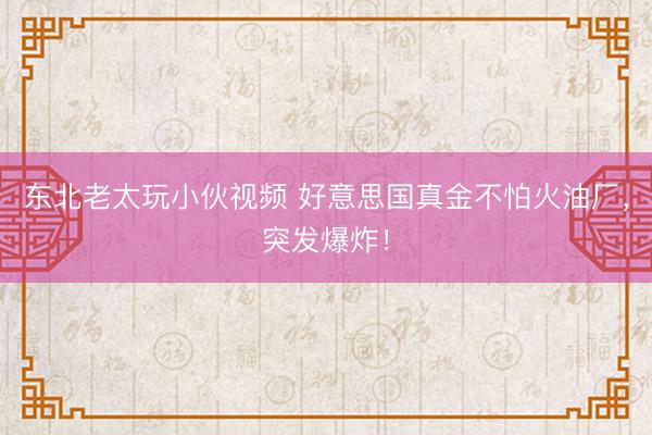 东北老太玩小伙视频 好意思国真金不怕火油厂，突发爆炸！