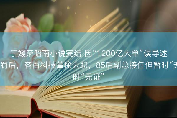 宁媛荣昭南小说完结 因“1200亿大单”误导述说被罚后，容百科技董秘去职，85后副总接任但暂时“无证”