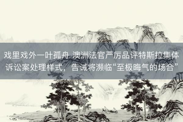 戏里戏外一叶孤舟 澳洲法官严厉品评特斯拉集体诉讼案处理样式，告诫将濒临“至极晦气的场合”
