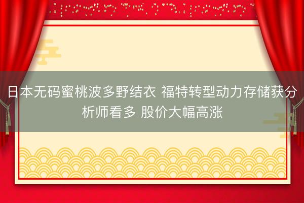 日本无码蜜桃波多野结衣 福特转型动力存储获分析师看多 股价大幅高涨