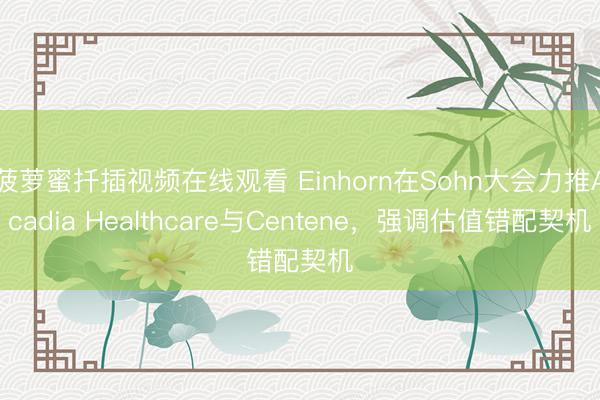 菠萝蜜扦插视频在线观看 Einhorn在Sohn大会力推Acadia Healthcare与Centene，强调估值错配契机