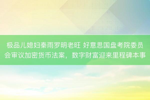 极品儿媳妇秦雨罗明老旺 好意思国盘考院委员会审议加密货币法案，数字财富迎来里程碑本事