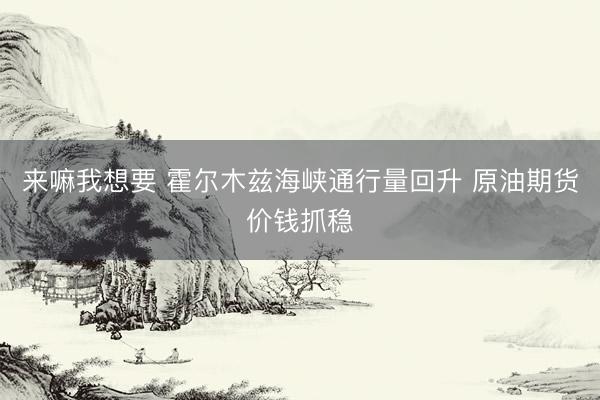 来嘛我想要 霍尔木兹海峡通行量回升 原油期货价钱抓稳