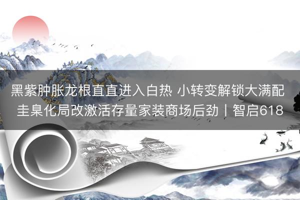 黑紫肿胀龙根直直进入白热 小转变解锁大满配 圭臬化局改激活存量家装商场后劲丨智启618